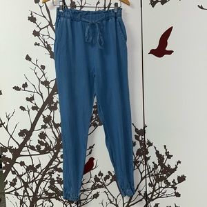 Streetwear Society Size Small Baby Blue Paperbag Self-Tie Cuffed Pants $25